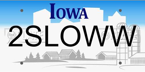 2SLOWW Iowa License Plate