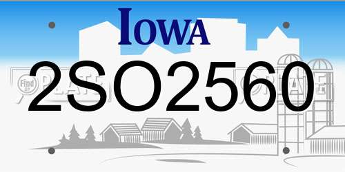 2SO2560 Iowa License Plate