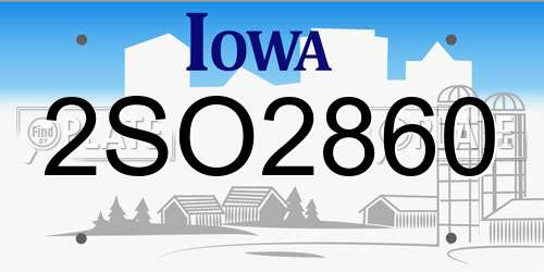 2SO2860 Iowa License Plate