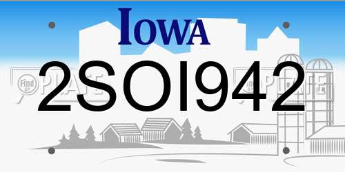 2SOI942 Iowa License Plate
