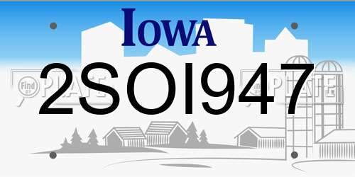 2SOI947 Iowa License Plate