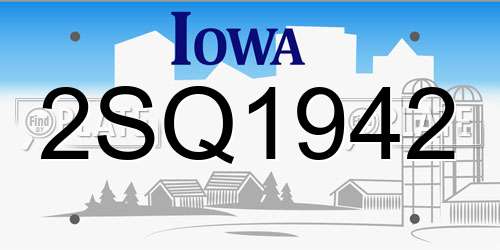 2SQ1942 Iowa License Plate
