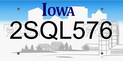 2SQL576 Iowa License Plate