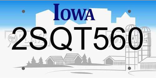 2SQT560 Iowa License Plate