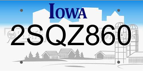 2SQZ860 Iowa License Plate