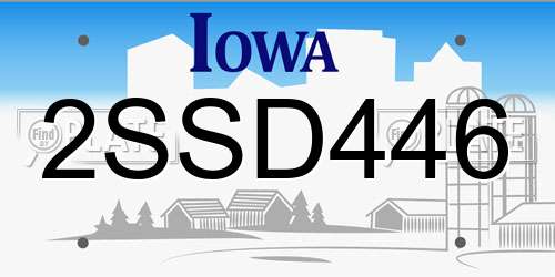 2SSD446 Iowa License Plate