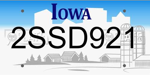 2SSD921 Iowa License Plate