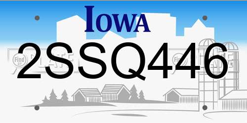 2SSQ446 Iowa License Plate
