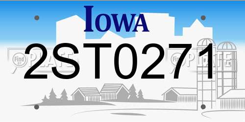 2ST0271 Iowa License Plate