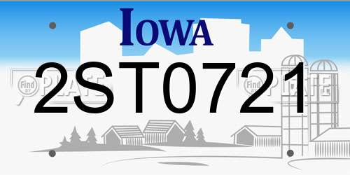 2ST0721 Iowa License Plate