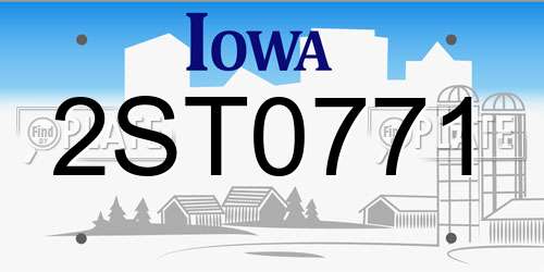 2ST0771 Iowa License Plate