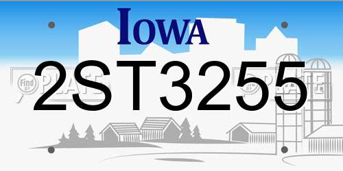 2ST3255 Iowa License Plate