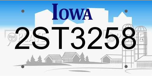2ST3258 Iowa License Plate