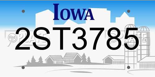 2ST3785 Iowa License Plate