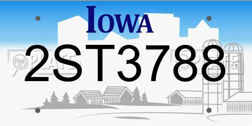 2ST3788 Iowa License Plate