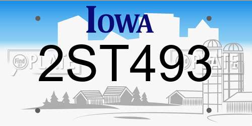 2ST493 Iowa License Plate