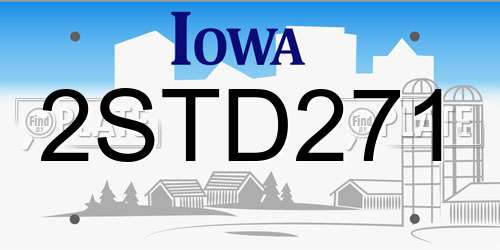 2STD271 Iowa License Plate