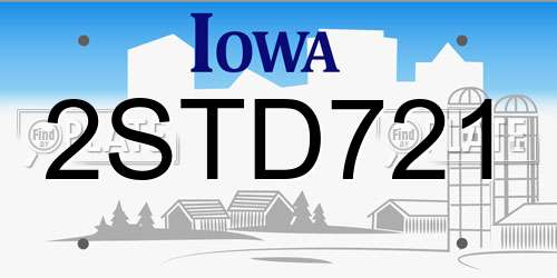 2STD721 Iowa License Plate
