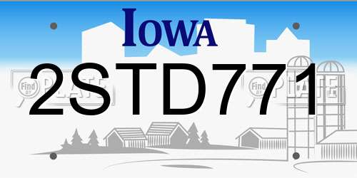 2STD771 Iowa License Plate