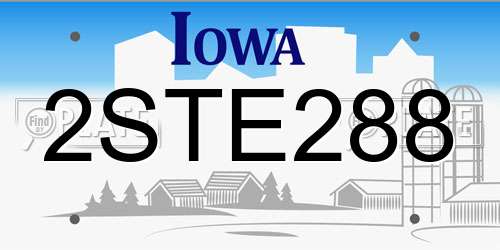 2STE288 Iowa License Plate