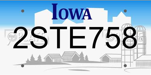 2STE758 Iowa License Plate