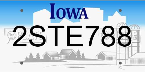 2STE788 Iowa License Plate
