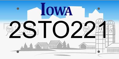 2STO221 Iowa License Plate