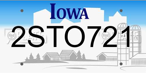 2STO721 Iowa License Plate