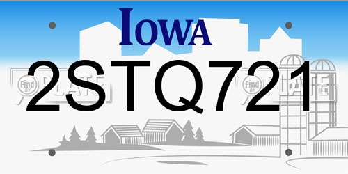2STQ721 Iowa License Plate
