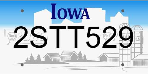 2STT529 Iowa License Plate