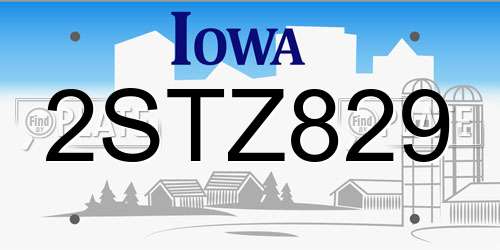 2STZ829 Iowa License Plate