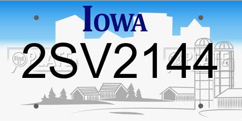 2SV2144 Iowa License Plate