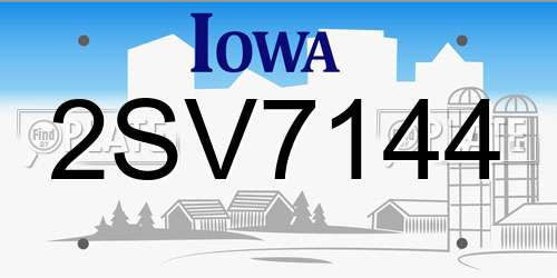 2SV7144 Iowa License Plate