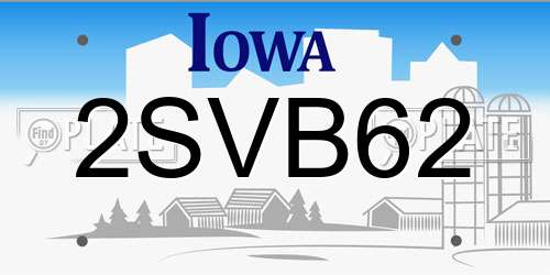 2SVB62 Iowa License Plate