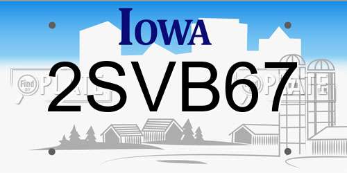 2SVB67 Iowa License Plate