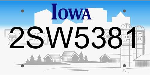 2SW5381 Iowa License Plate