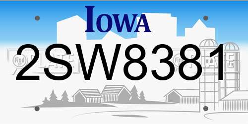 2SW8381 Iowa License Plate