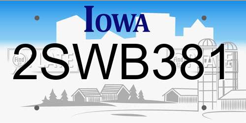 2SWB381 Iowa License Plate