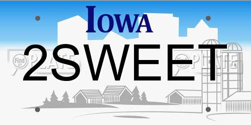 2SWEET Iowa License Plate