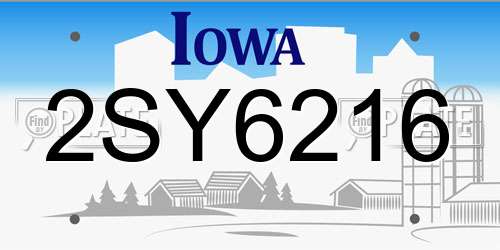 2SY6216 Iowa License Plate