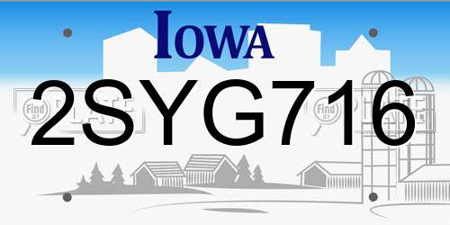 2SYG716 Iowa License Plate