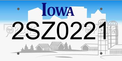 2SZ0221 Iowa License Plate