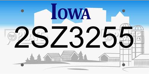2SZ3255 Iowa License Plate