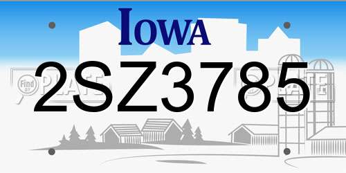 2SZ3785 Iowa License Plate