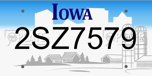2SZ7579 Iowa License Plate