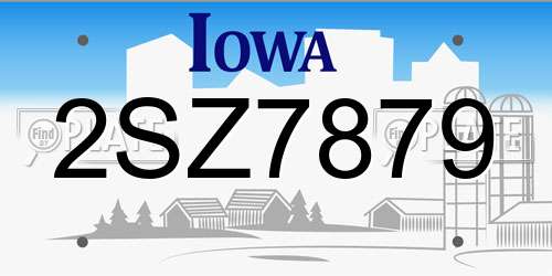 2SZ7879 Iowa License Plate
