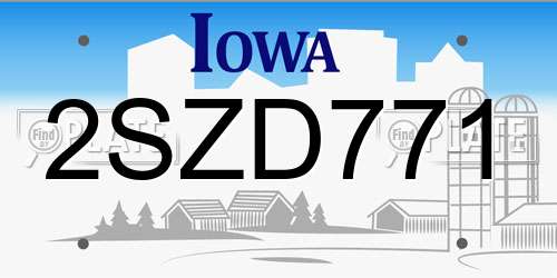 2SZD771 Iowa License Plate