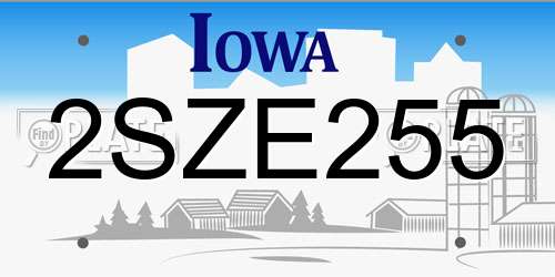 2SZE255 Iowa License Plate