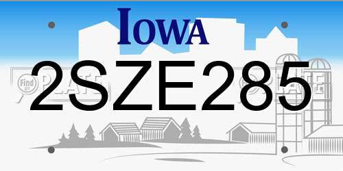 2SZE285 Iowa License Plate