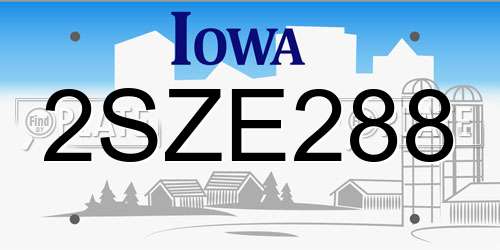 2SZE288 Iowa License Plate